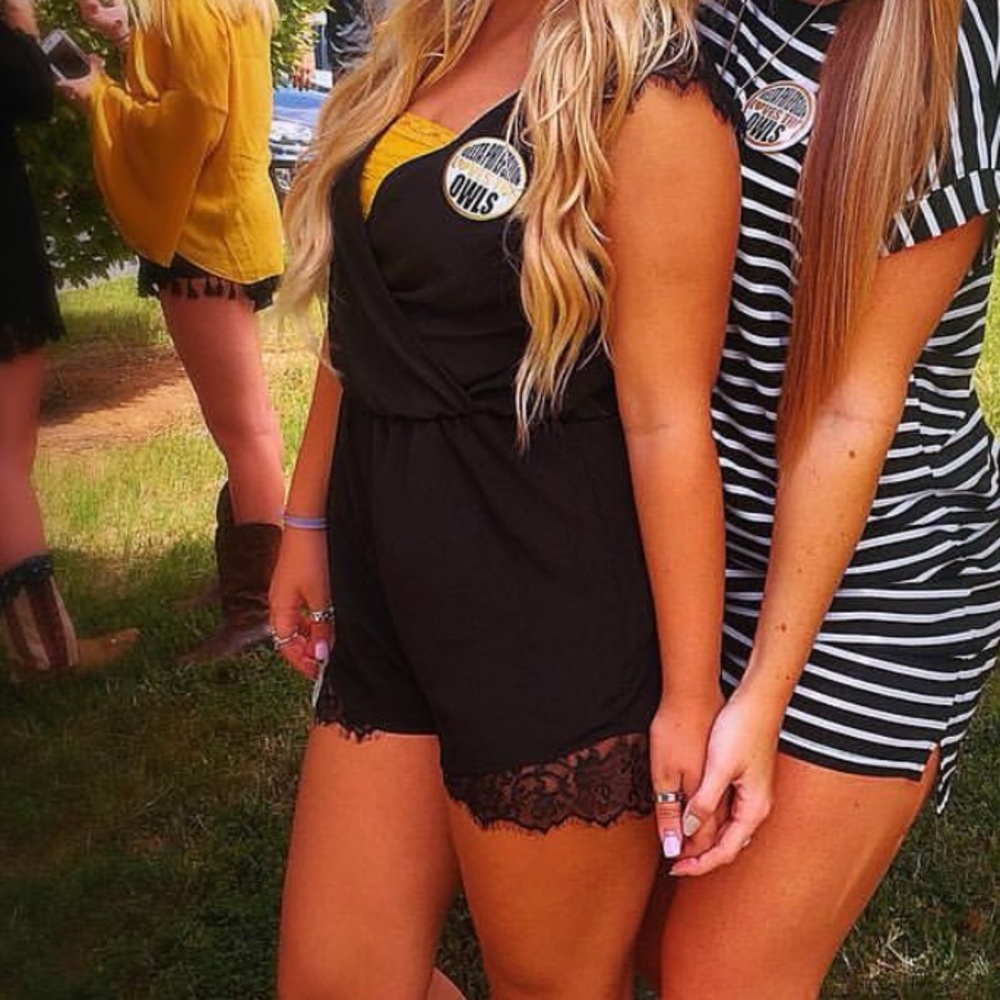 Urban outfitters black romper with lace details